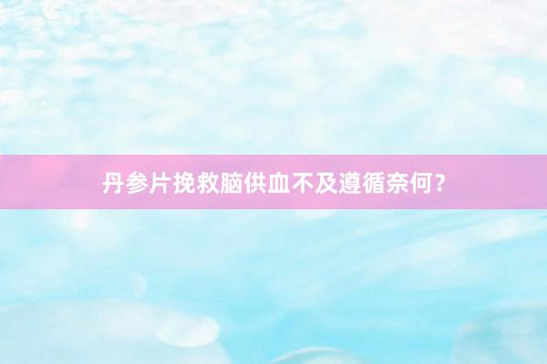 丹参片挽救脑供血不及遵循奈何？